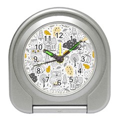 Doodle-seamless-pattern-with-autumn-elements Travel Alarm Clock