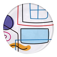 Sketch Line Art Doodles Design Round Glass Fridge Magnet (4 Pack)