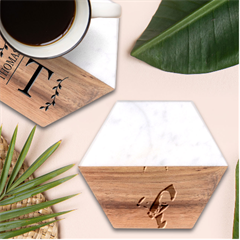 Img 20230716 195940 Img 20230716 200008 Marble Wood Coaster (hexagon) 