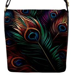 Peacock Feathers Nature Feather Pattern Flap Closure Messenger Bag (s)
