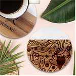 Seamless Doodle Marble Wood Coaster (Round) Front