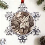 Plant Leaves Pattern Metal Large Snowflake Ornament Front
