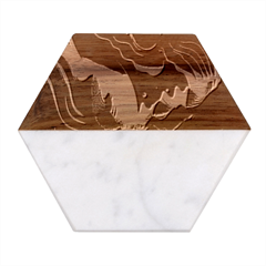 Fire Flame Burn Hot Heat Light Burning Orange Marble Wood Coaster (hexagon) 