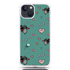 Raccoon Texture Seamless Scrapbooking Hearts Iphone 13 Tpu Uv Print Case