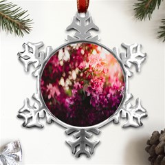 Pink Flower Metal Small Snowflake Ornament