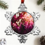 Pink Flower Metal Small Snowflake Ornament Front