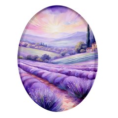 Lavender Flower Tree Oval Glass Fridge Magnet (4 Pack)