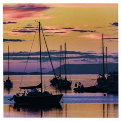 Twilight Over Ushuaia Port Wooden Puzzle Square by dflcprintsclothing