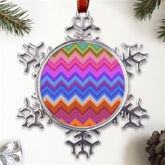 Pattern Chevron Zigzag Background Metal Large Snowflake Ornament