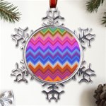Pattern Chevron Zigzag Background Metal Large Snowflake Ornament Front