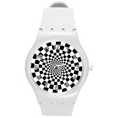 Geomtric Pattern Illusion Shapes Round Plastic Sport Watch (m)