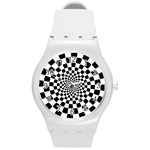 Geomtric Pattern Illusion Shapes Round Plastic Sport Watch (M) Front