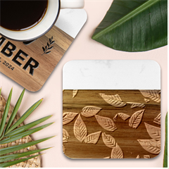Leaves Autumn Marble Wood Coaster (square)