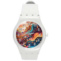 Pattern Abstract Round Plastic Sport Watch (m)