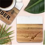 Ship Sail Sea Waves Marble Wood Coaster (Square) Front