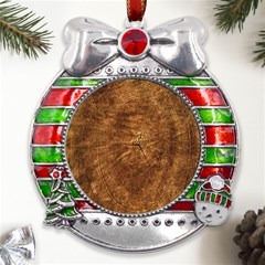Annual-rings Metal X mas Ribbon With Red Crystal Round Ornament