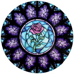 Cathedral Rosette Stained Glass Beauty And The Beast Wooden Puzzle Round by Cowasu