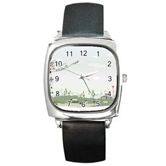 Abstract-background-children Square Metal Watch