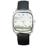 Abstract-background-children Square Metal Watch Front