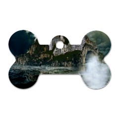 Sea-island-castle-landscape Dog Tag Bone (one Side) by Cowasu