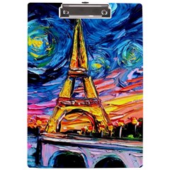 Eiffel Tower Starry Night Print Van Gogh A4 Acrylic Clipboard by Sarkoni