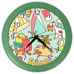 Summer Up Cute Doodle Color Wall Clock Front