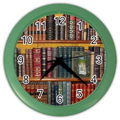 Books-library-bookshelf-bookshop Color Wall Clock