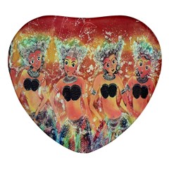Indonesia-lukisan-picture Heart Glass Fridge Magnet (4 Pack)