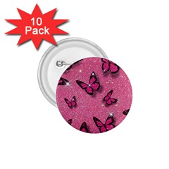 Pink Glitter Butterfly 1 75  Buttons (10 Pack)
