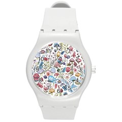 Mushroom Pattern Round Plastic Sport Watch (m)