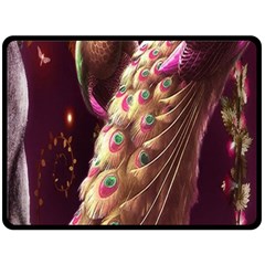 Peacock Dream, Fantasy, Flower, Girly, Peacocks, Pretty Two Sides Fleece Blanket (large)