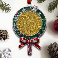 Gold Glittering Background Gold Glitter Texture, Close-up Metal X mas Lollipop With Crystal Ornament