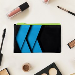 Blue Black Abstract Background, Geometric Background Cosmetic Bag (xs)