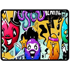 Cartoon Graffiti, Art, Black, Colorful, Wallpaper Two Sides Fleece Blanket (large)