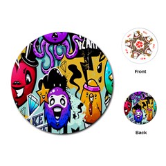 Cartoon Graffiti, Art, Black, Colorful, Wallpaper Playing Cards Single Design (round)