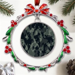 Comouflage,army Metal X mas Wreath Ribbon Ornament