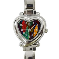 Leaves, Colorful, Desenho, Falling, Heart Italian Charm Watch