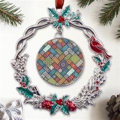 Mandala Pattern Abstract , Mandala, Pattern, Abstract Metal X mas Wreath Holly Leaf Ornament
