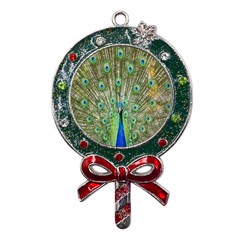 Peacock,army 1 Metal X mas Lollipop With Crystal Ornament