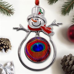Peacock-feathers,blue 1 Metal Snowman Ornament