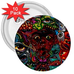 Somewhere Near Oblivion Nightmares Acid Colors Psychedelic 3  Buttons (10 Pack) 