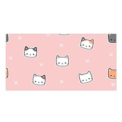 Cute Cat Cartoon Doodle Seamless Pink Pattern Satin Shawl 45  X 80 