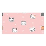 Cute Cat Cartoon Doodle Seamless Pink Pattern Satin Shawl 45  x 80  Front