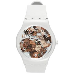 3d Vintage World Map Round Plastic Sport Watch (m)