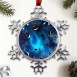 3d Universe Space Star Planet Metal Large Snowflake Ornament Front