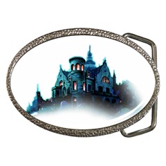 Blue Castle Halloween Horror Haunted House Belt Buckles by Sarkoni
