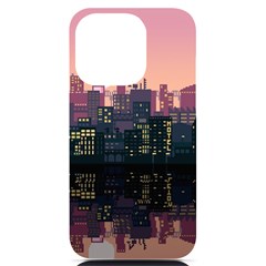 Pixel Art City Iphone 14 Pro Black Uv Print Case