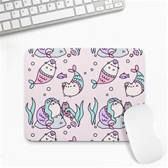 Cartoon Cat Cute Animal Kawaii Pastel Pattern Small Mousepad