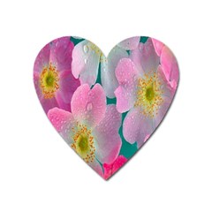 Pink Neon Flowers, Flower Heart Magnet