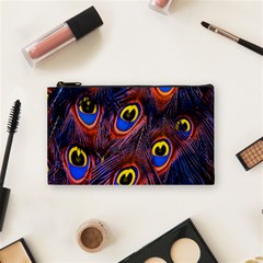 Peacock-feathers,blue,yellow Cosmetic Bag (small)